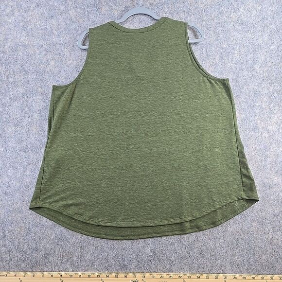 Magnolia Grace Olive Sleeveless T-shirt Blouse Plus 2X Linen Blend Embroidered - Picture 10 of 10